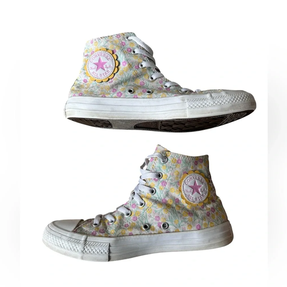 Converse spring pastel floral high tops in size US 5/EU 37.5 - Picture 3 of 9